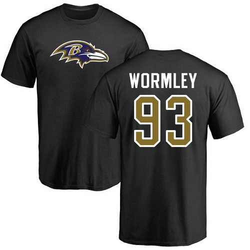Men Baltimore Ravens Black Chris Wormley Name and Number Logo NFL Football #93 T Shirt